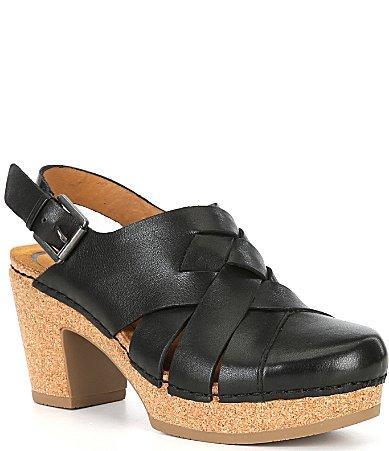 Aetrex Paige Leather Platform Slingback Clogs Product Image