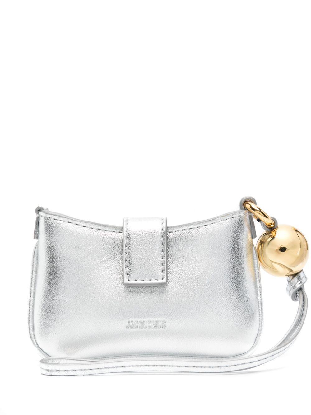 JACQUEMUS Le Porte Bisou Strapped Pouch In Silver Product Image