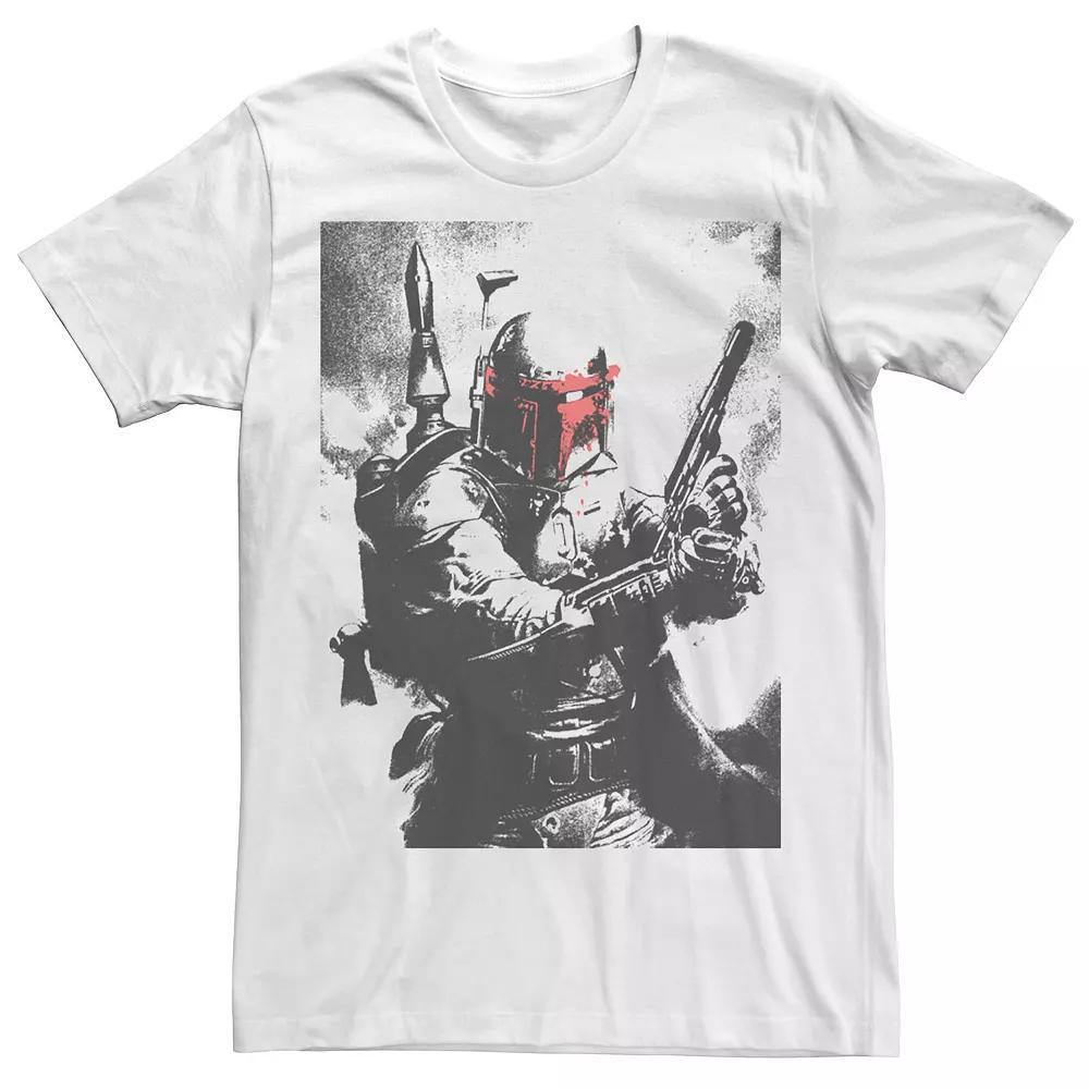 Men's Star Wars Boba Fett Faded Action Portrait Poster Tee, Size: Small, Athletic Grey Product Image