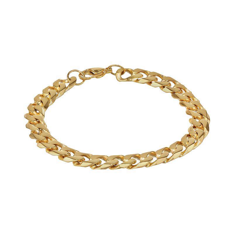 LYNX Yellow Ion-Plated Stainless Steel Curb Chain Bracelet - 9-in., Mens Product Image