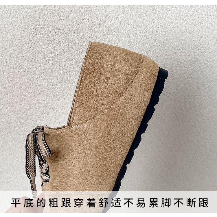 Hidden Wedge Plain Lace-Up Faux Suede Shoes Product Image