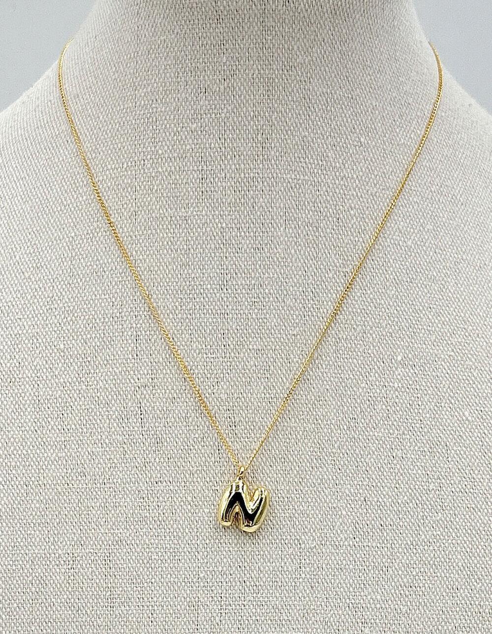 DO EVERYTHING IN LOVE 14K Gold Dipped N Initial Bubble Necklace Product Image