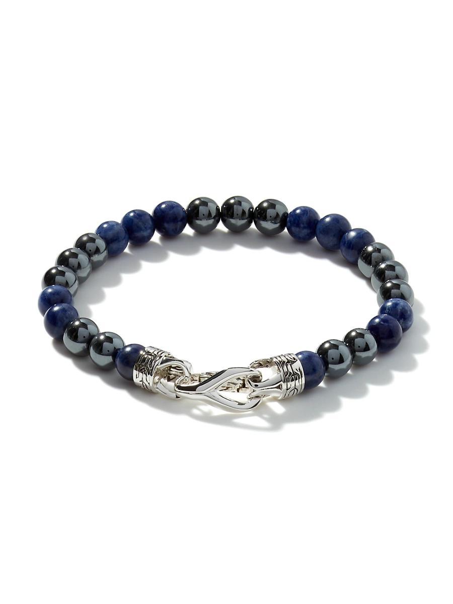 Mens Asli Collection Classic Multi-Stone & Sterling Silver Beaded Bracelet Product Image