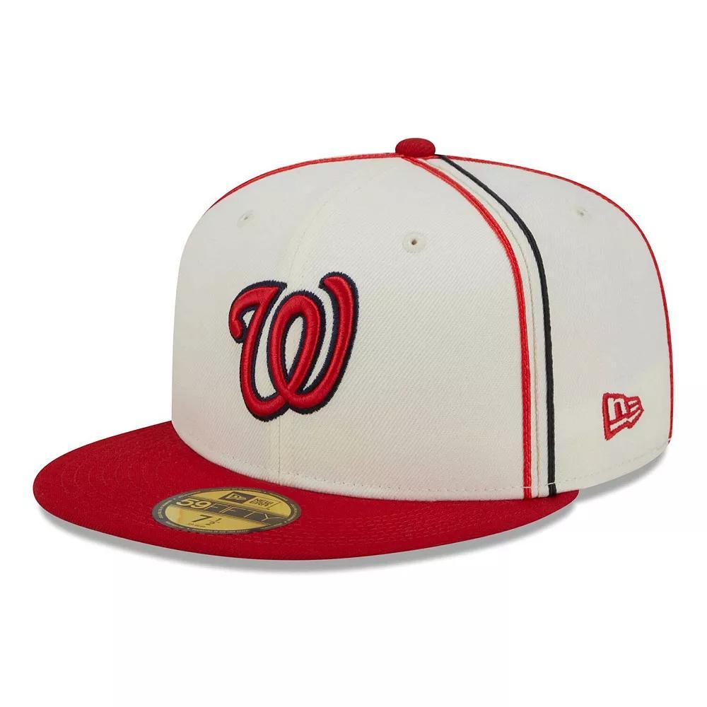 Men's New Era  Cream/Red Washington Nationals Chrome Sutash 59FIFTY Fitted Hat, Size: 7 1/4, Beige Product Image