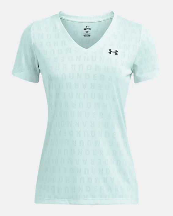 Women's UA Velocity Wordmark Jacquard V-Neck Short Sleeve Product Image