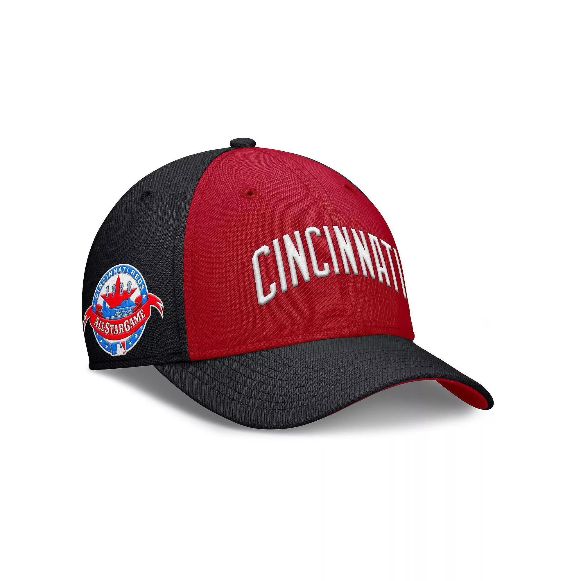 Men's Nike Black/Red Cincinnati Reds Rise Swoosh Performance Flex Hat, Size: Small/Medium, Red Black Product Image
