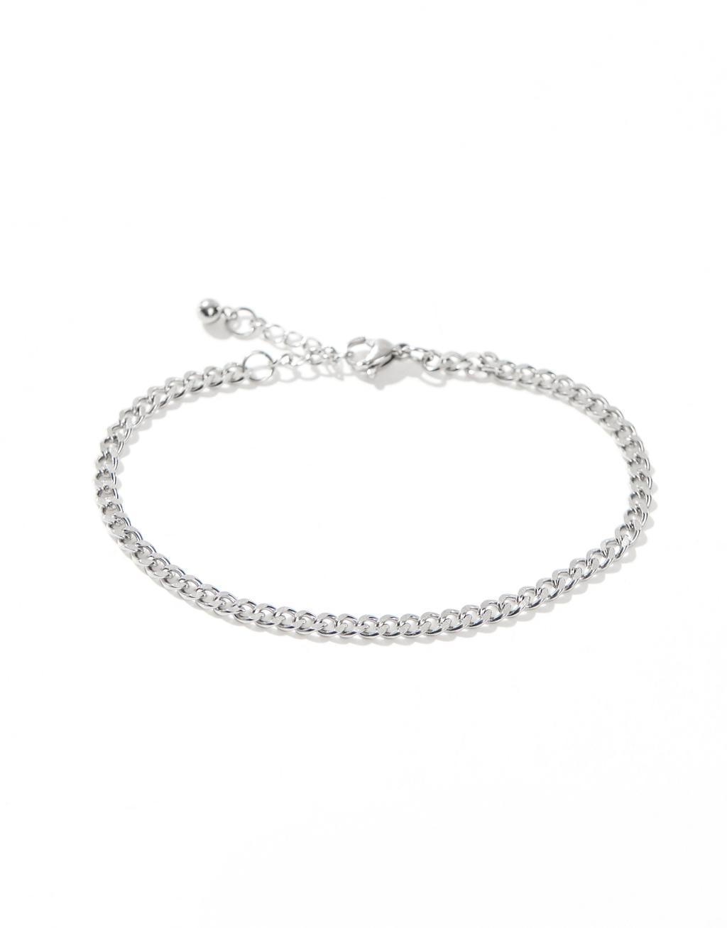 ASOS DESIGN waterproof stainless steel curb chain bracelet in silver tone Product Image