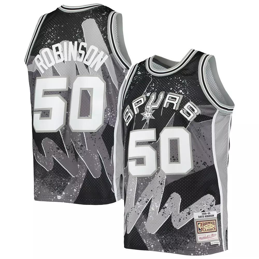 Men's Mitchell & Ness David Robinson Black San Antonio Spurs Hardwood Classics 1998-99 Hyper Hoops Swingman Jersey, Size: Large Product Image