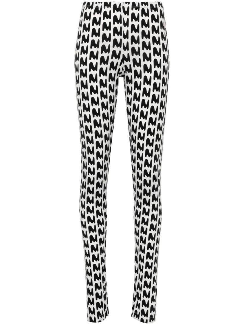 MSGM All-over Logo Print Leggings In Grey Product Image