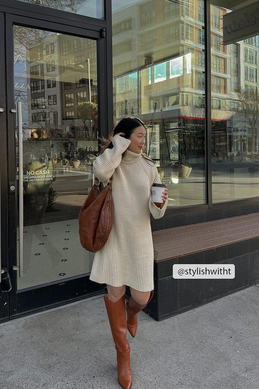 Knitted Sweater Dress Offwhite Product Image