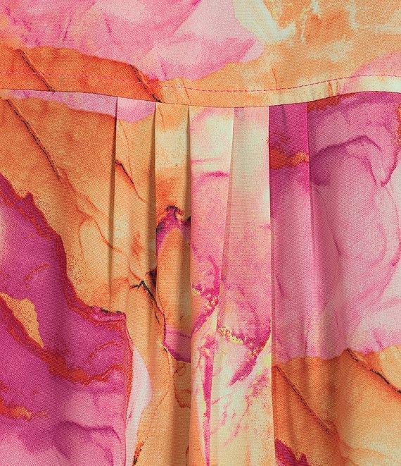 Calessa Desert Floral Print Point Collar Long Sleeve Button Front Shirt Product Image