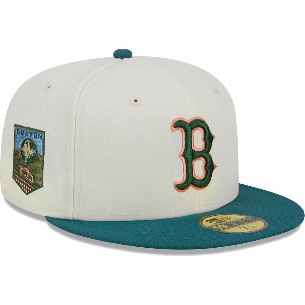 Men's New Era Cream Boston Red Sox Chrome Evergreen 59FIFTY Fitted Hat, Size: 7 7/8, Beige Product Image