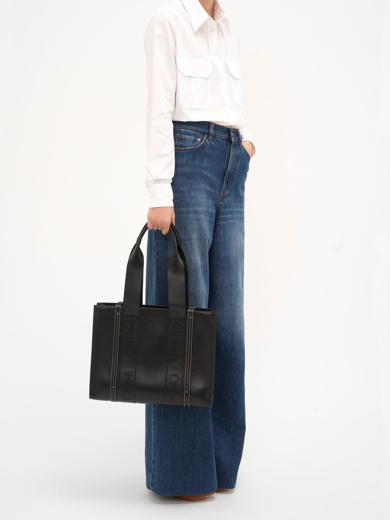 Woody tote bag in soft leather Product Image