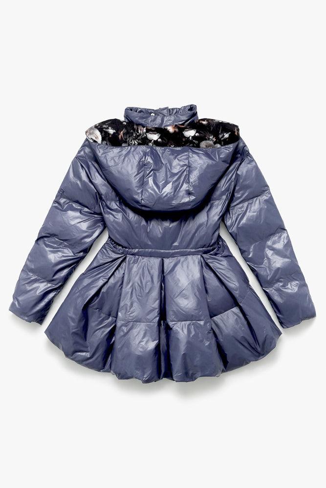 Pearl Peplum Puffer Jacket - Navy Product Image