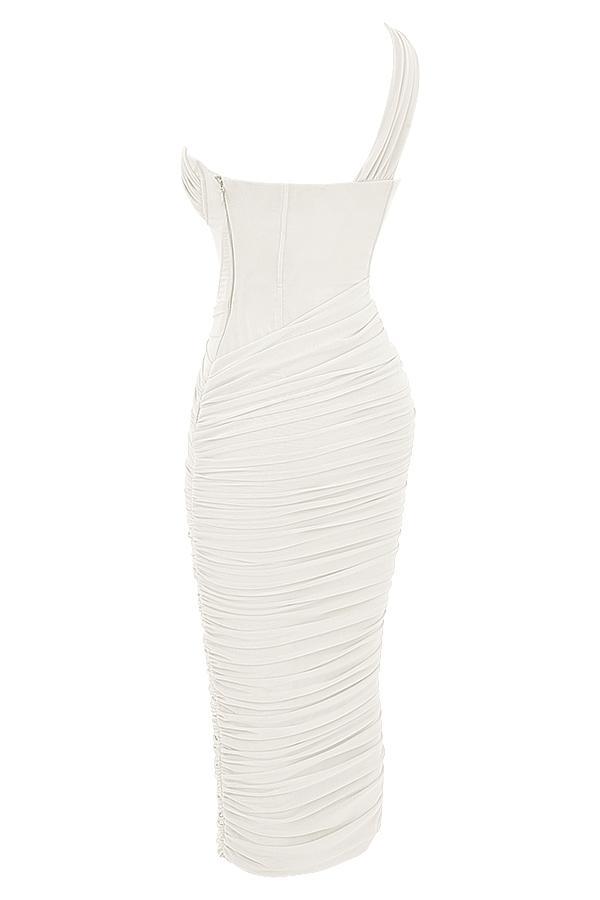Valentina  ivory asymmetric cutout midi dress Product Image