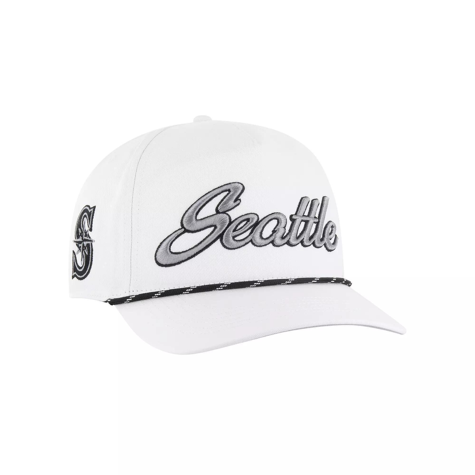 Men's '47 White Seattle Mariners Overhand Speckle Hitch Rope Adjustable Hat Product Image