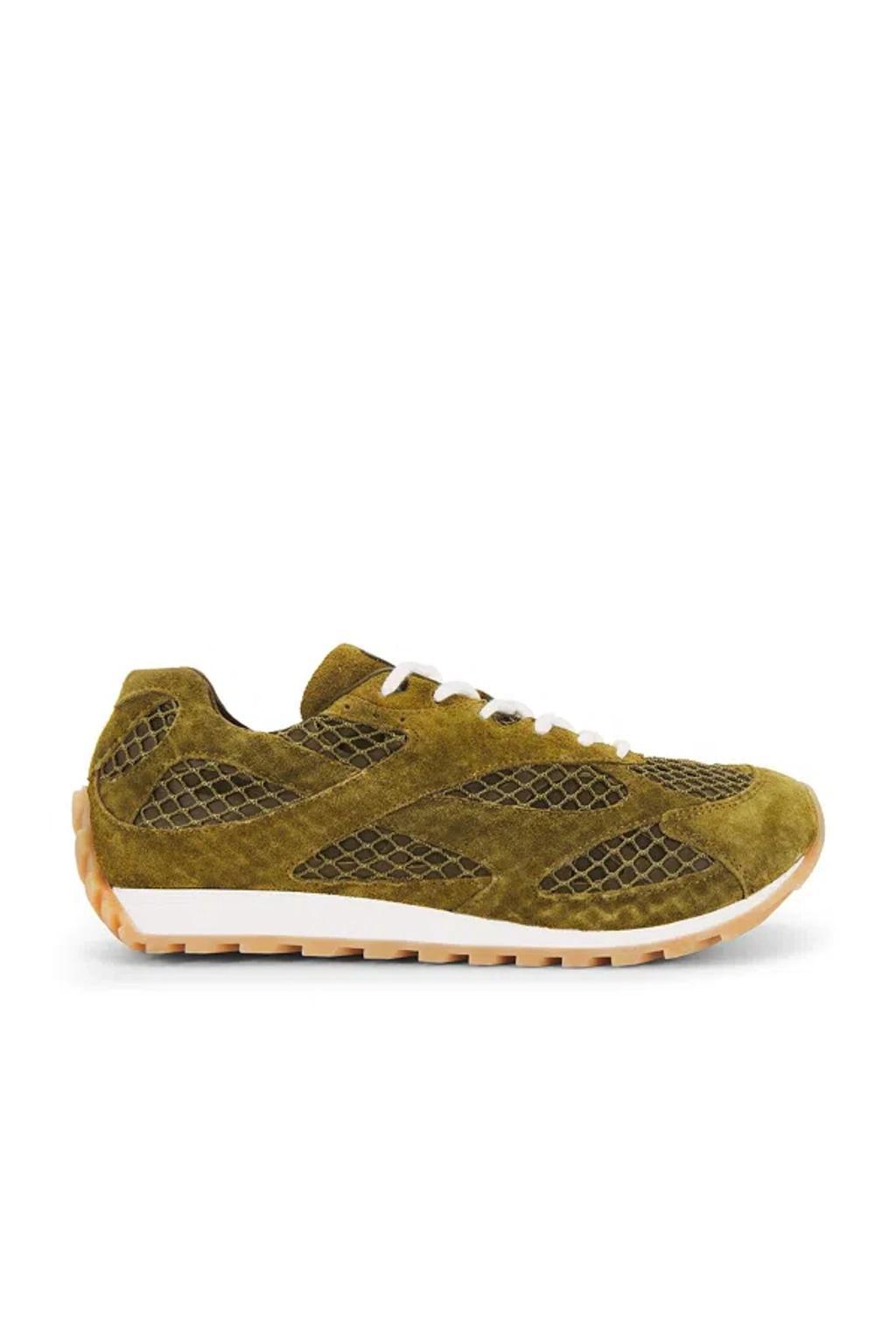 BOTTEGA VENETA Orbit Suede Mesh Runner Sneakers In Green Product Image