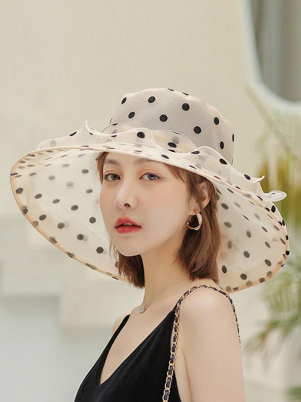 Flower Shape Gauze Polka Dot See-Through Split-Joint Sun Hat Product Image