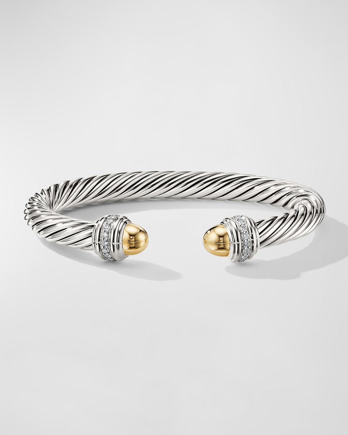 Womens Cable Bracelet With 14K Gold & Diamonds Product Image