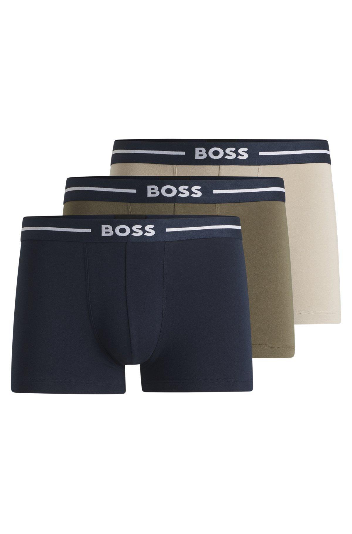 Three-pack of stretch-cotton trunks with logo waistbands Product Image