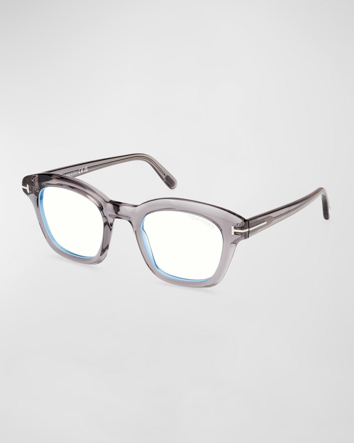 Mens Acetate Blue Blocking Square Glasses Product Image