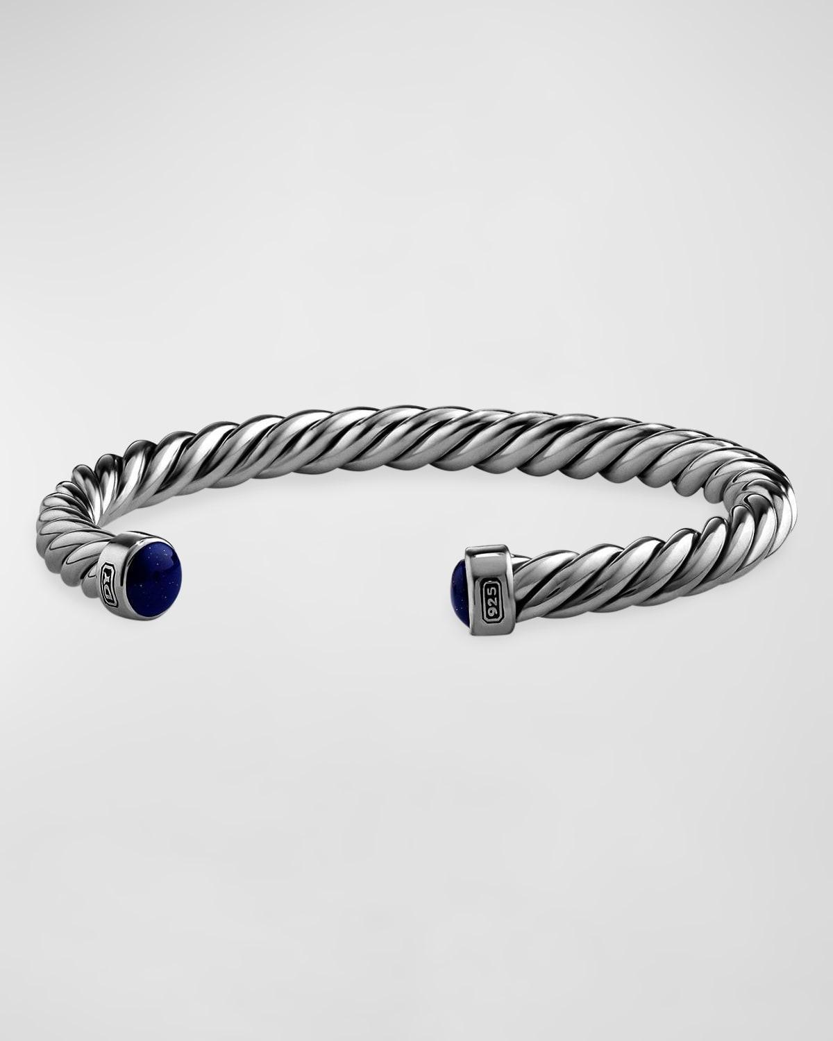 6mm Mens Cable Cuff Bracelet in Silver Product Image