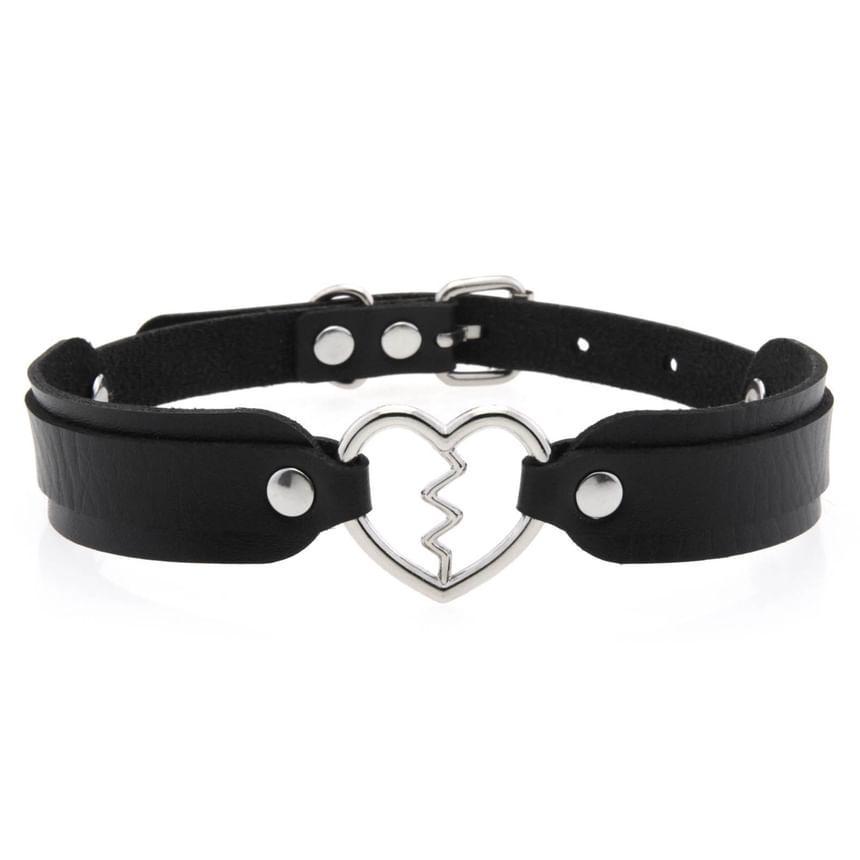 Heart-Shaped Faux Leather Choker Product Image