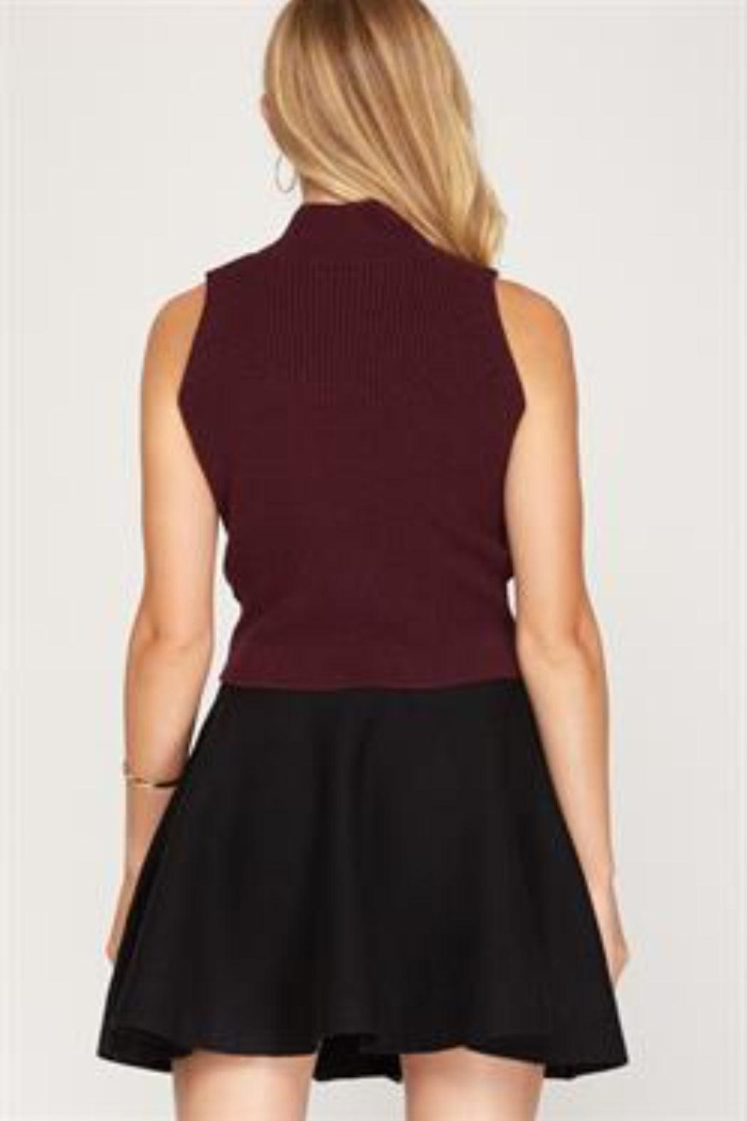 Mock Neck Sleeveless Sweater Product Image