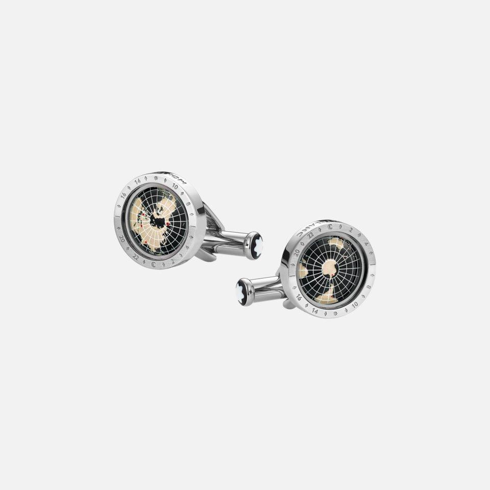 MONTBLANC 1858 Geosphere Cufflinks Black In Silver Product Image