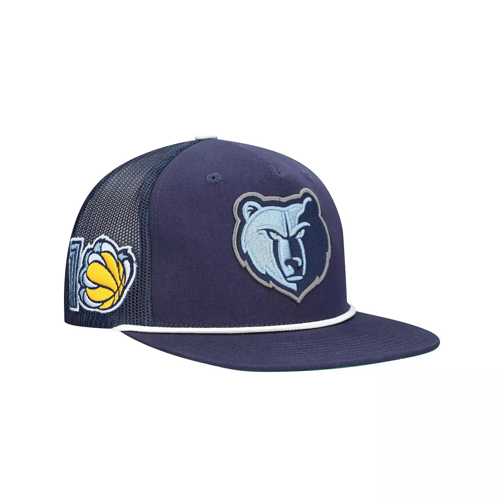 Men's Mitchell & Ness Navy Memphis Grizzlies Roper Trucker Snapback Hat, Grz Blue Product Image