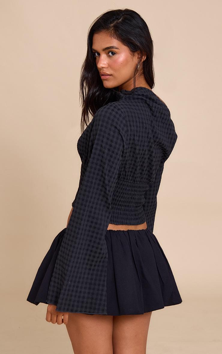 Black Asymmetric Ruched Detail Top Product Image