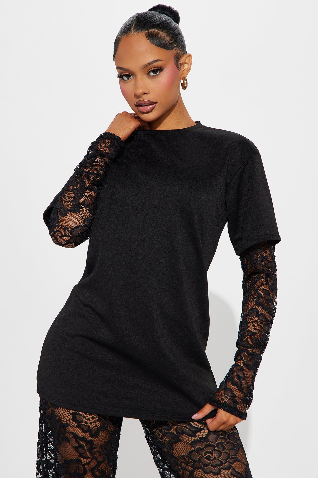 NYC Vibe Lace Pant Set - Black Product Image