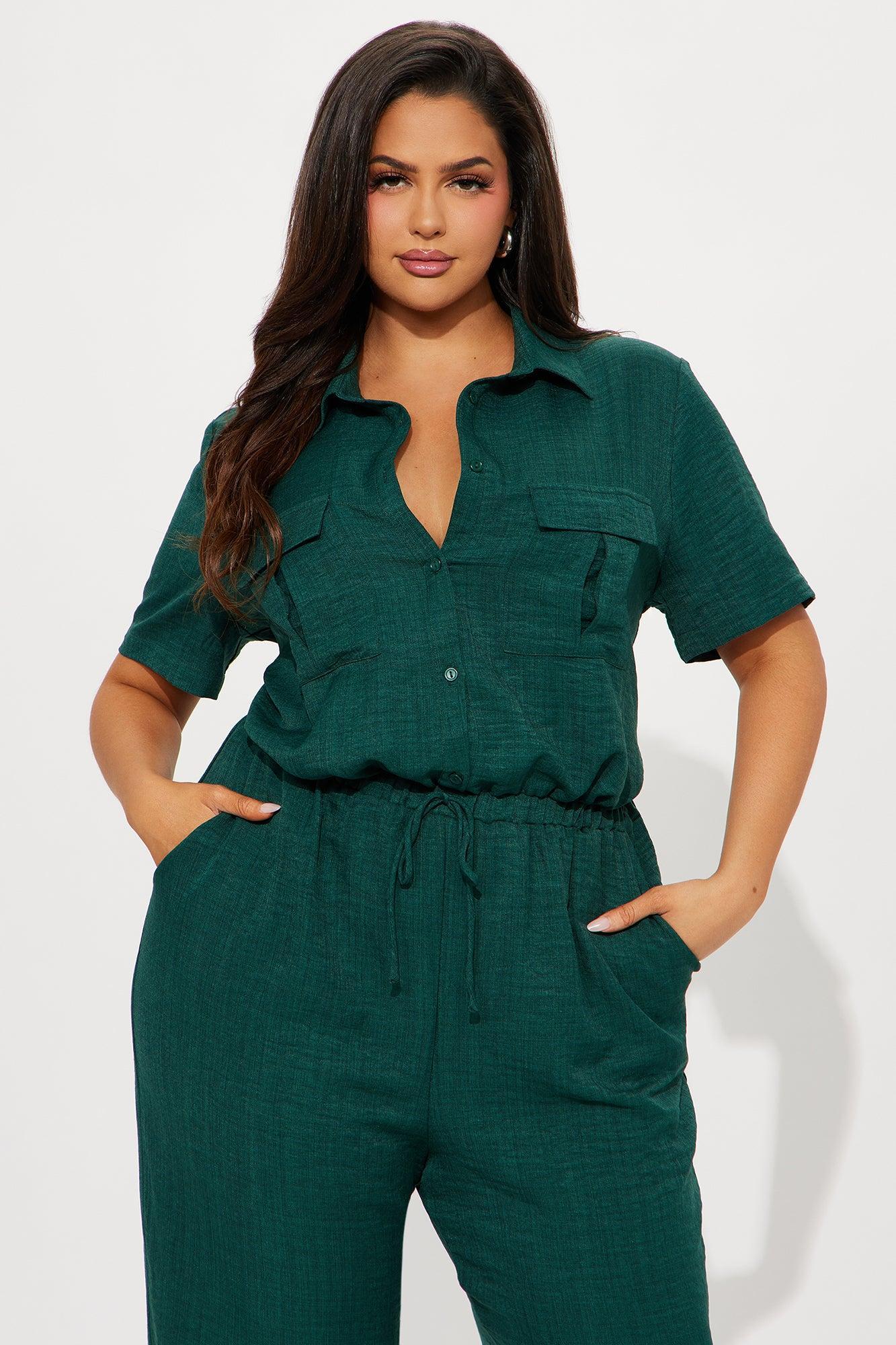 Come Find Me Linen Jumpsuit - Hunter Product Image