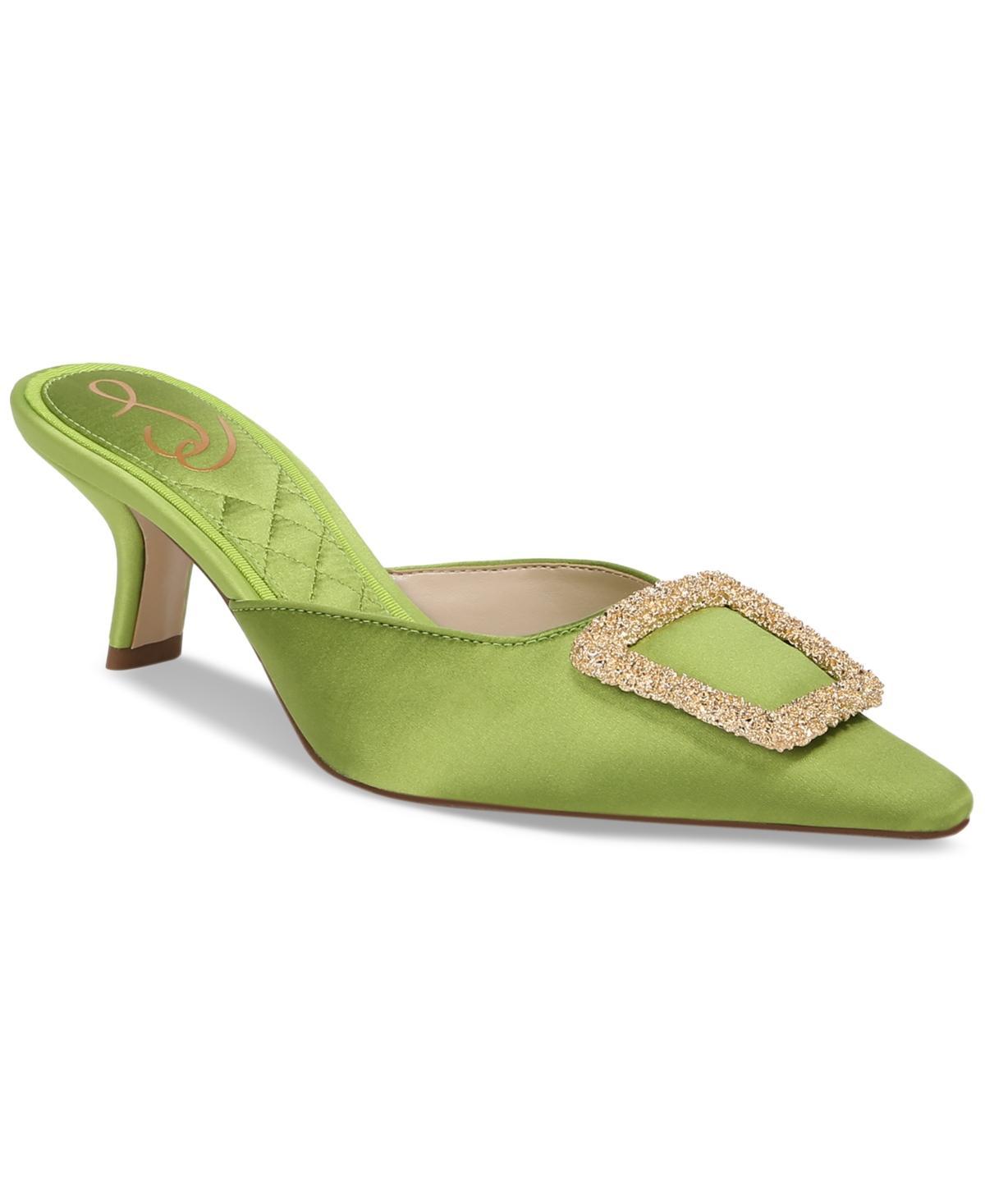 Sam Edelman Brit Suede Oversized Embellished Buckle Detail Mules Product Image