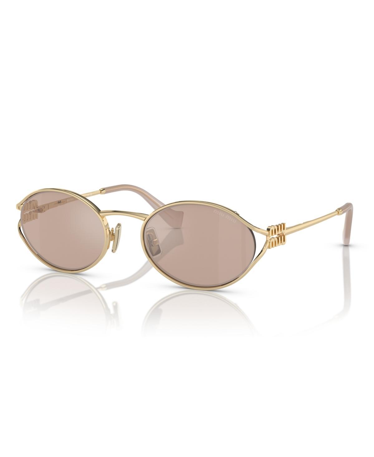 Miu Miu Womens MU 52YS54-X 54mm Oval Mirrored Sunglasses - Pale Gold/Pink Mirror Product Image