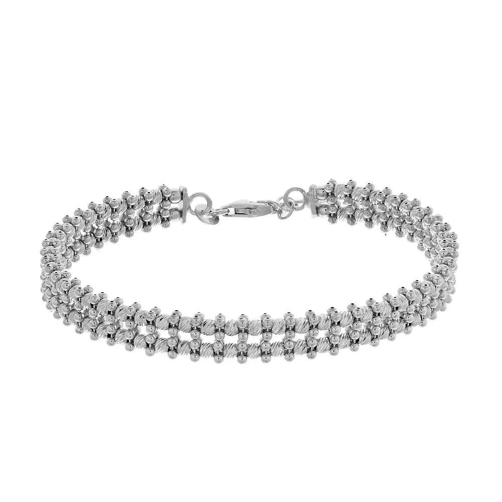 Sterling Silver Double Strand Beaded Bracelet, Women's, Size: 8" Product Image
