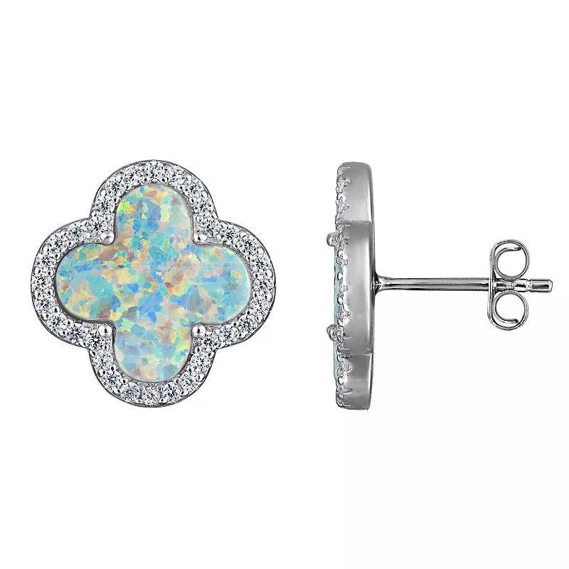 Designs by Gioelli Sterling Silver Clover Earrings, Womens, Created White Product Image