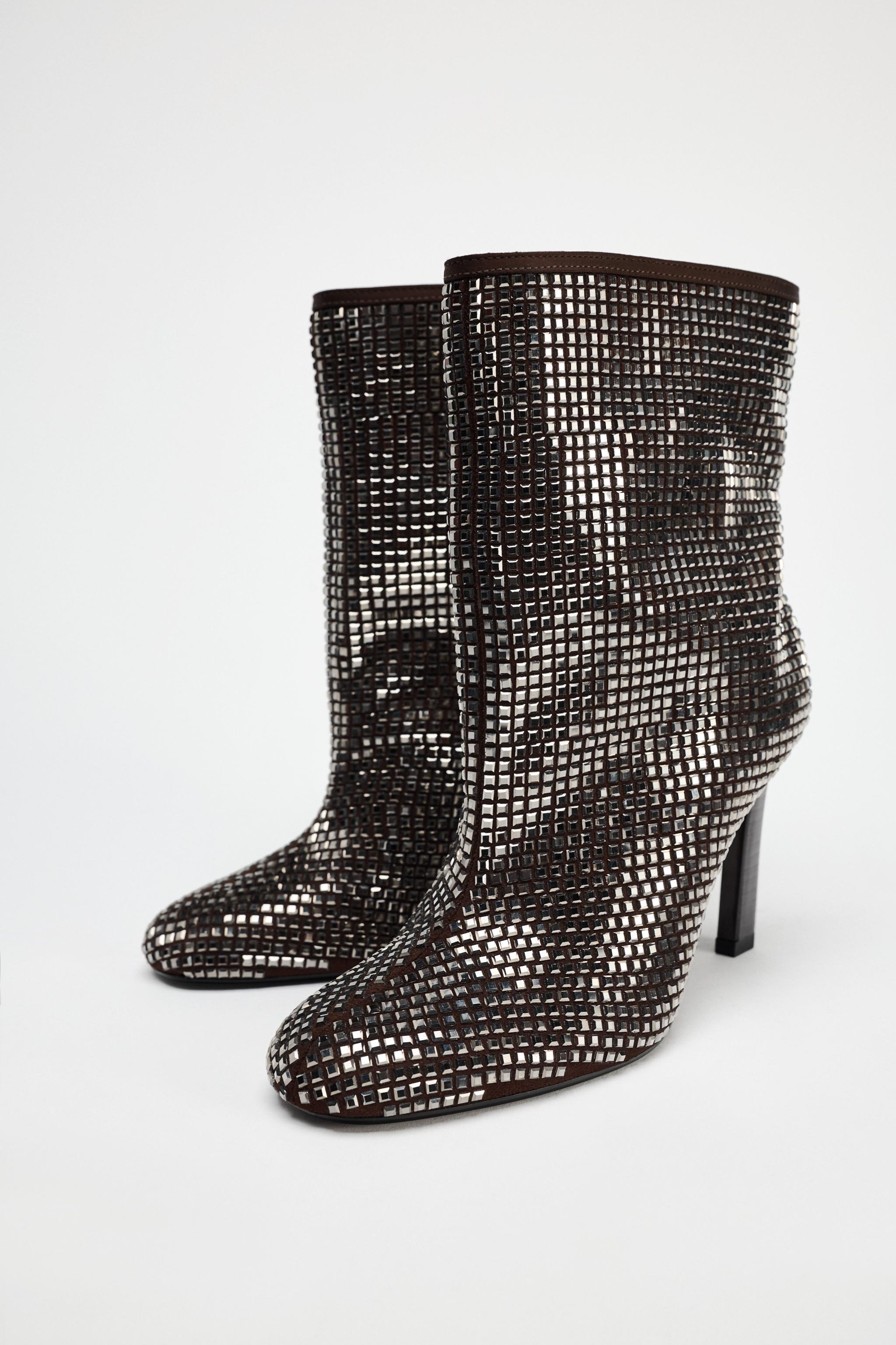 RHINESTONE HEELED ANKLE BOOTS Product Image