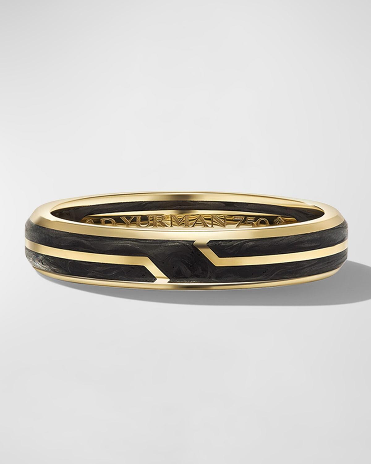 Mens Forged Carbon Band Ring in 18K Gold, 4mm Product Image