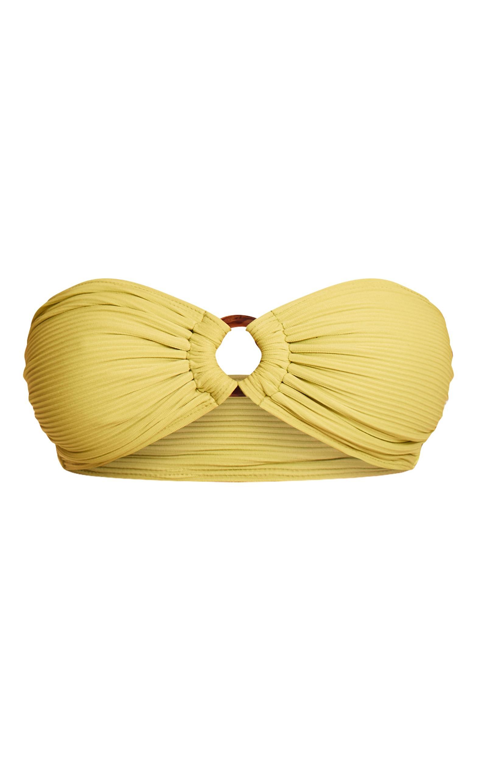 Lime Ribbed O Ring Bandeau Bikini Top Product Image