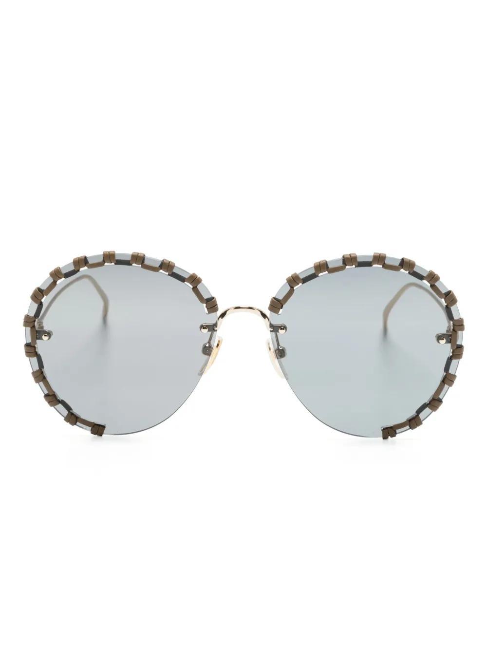 CHLOÉ Idora Round-frame Sunglasses In Gold Product Image