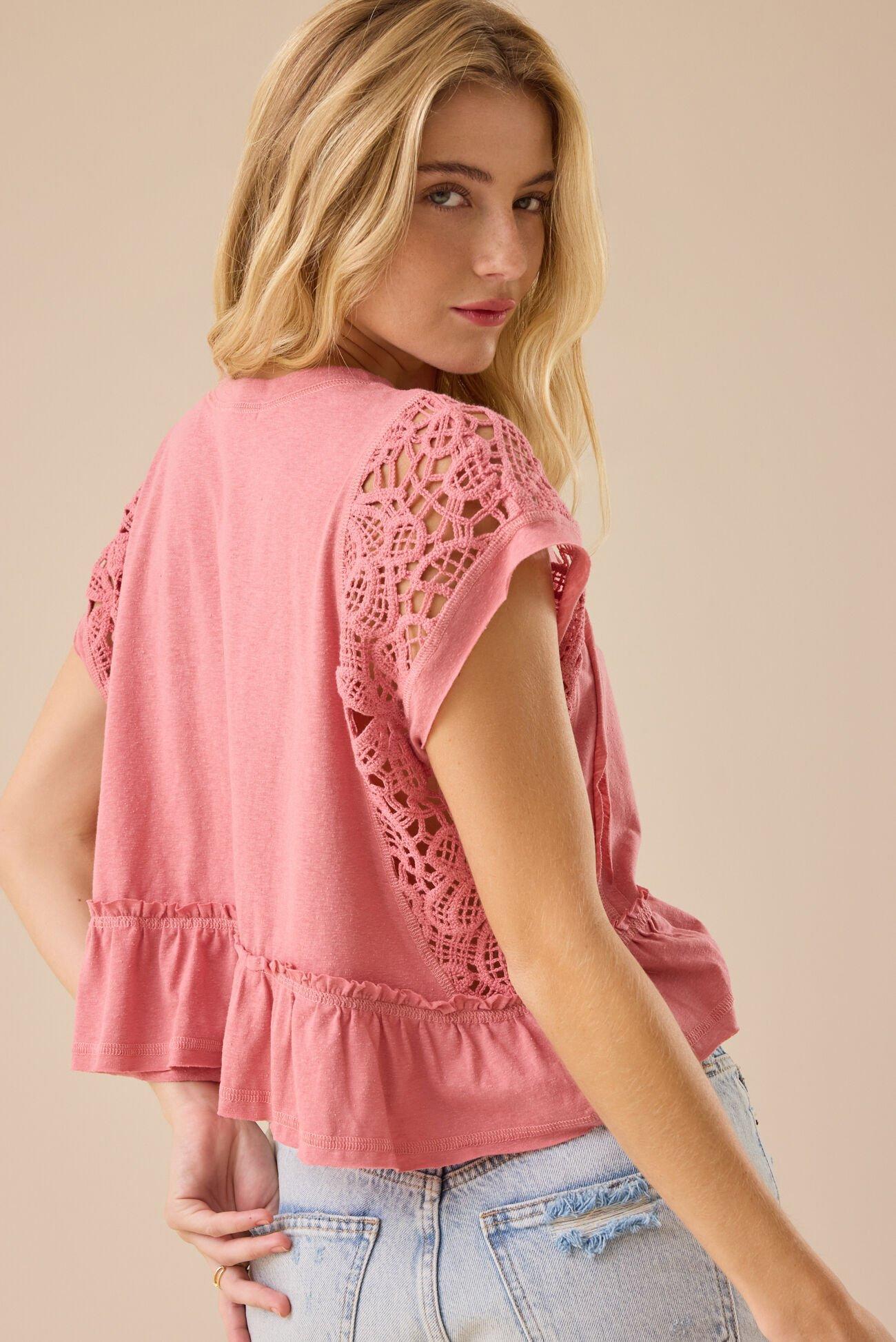 Micah Lace Peplum Top Product Image
