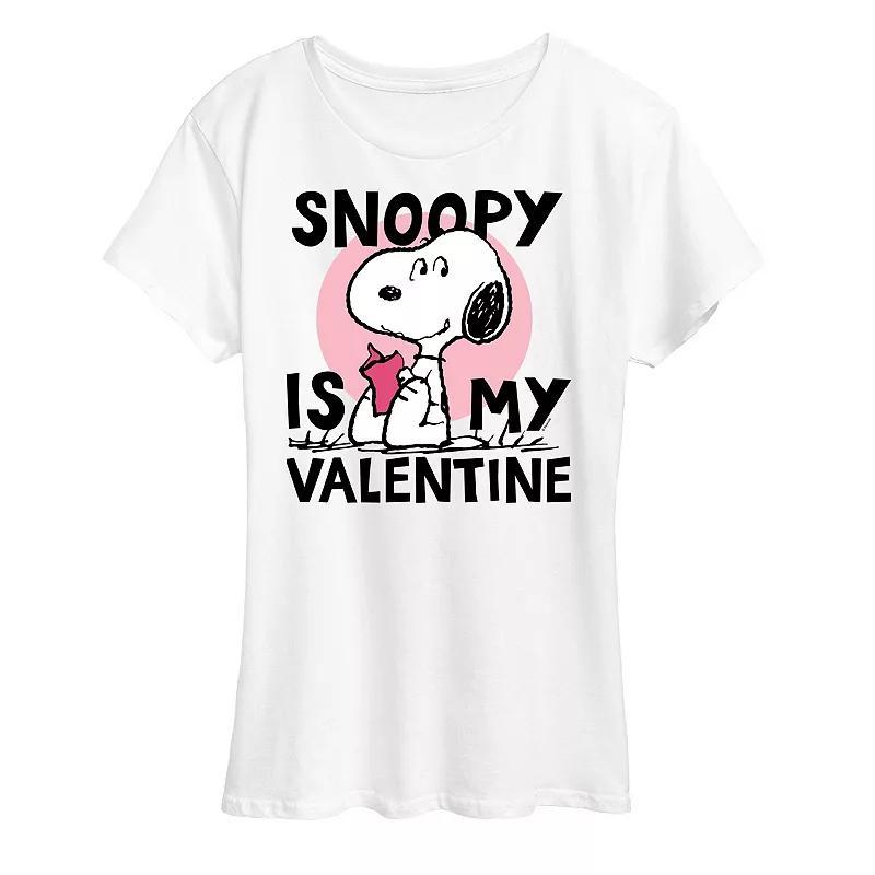 Women's Peanuts Snoopy Is My Valentine Graphic Tee, Size: Small, Grey Gray Product Image