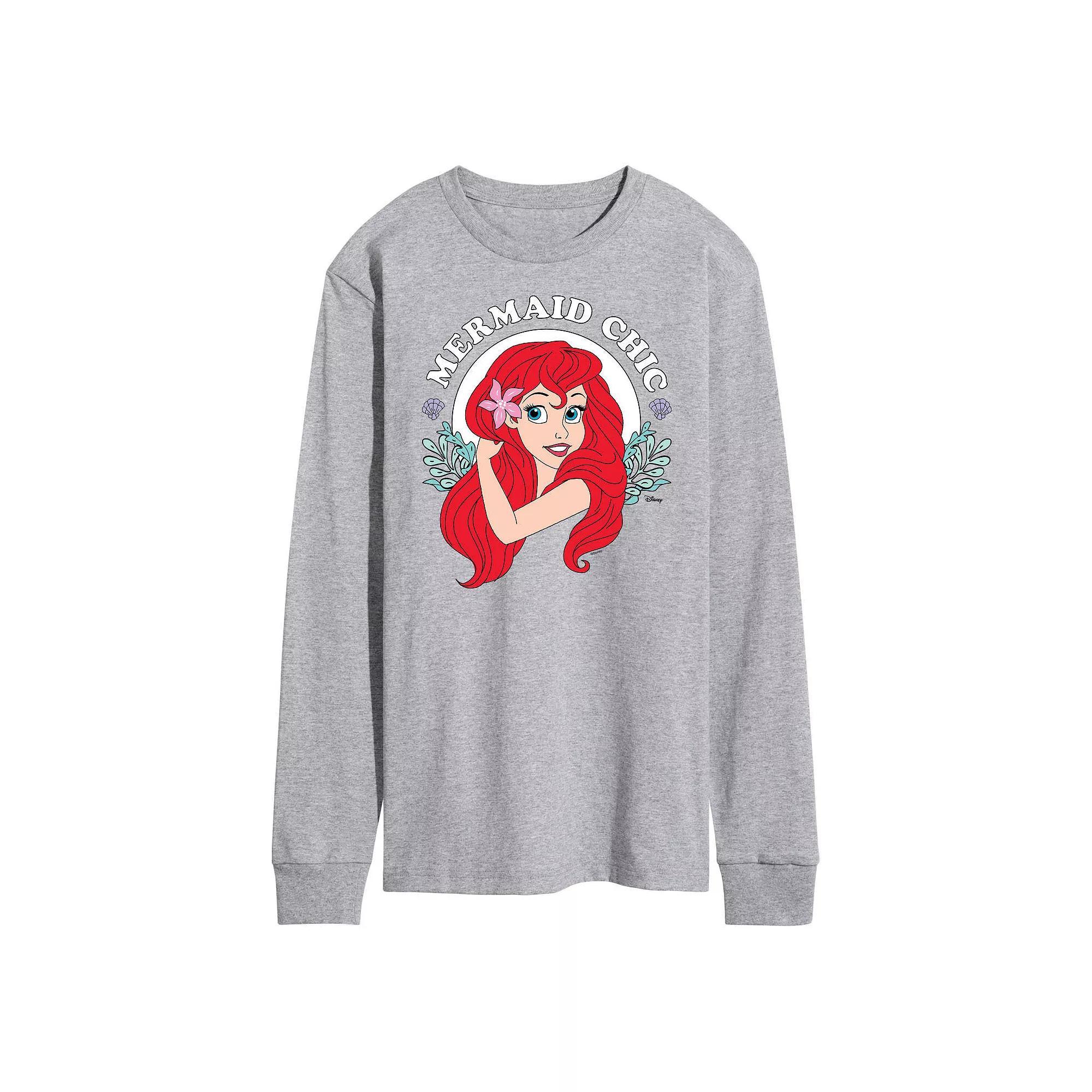 Disney's The Little Mermaid Men's Chic Long Sleeve Tee, Size: XXL, Gray Product Image