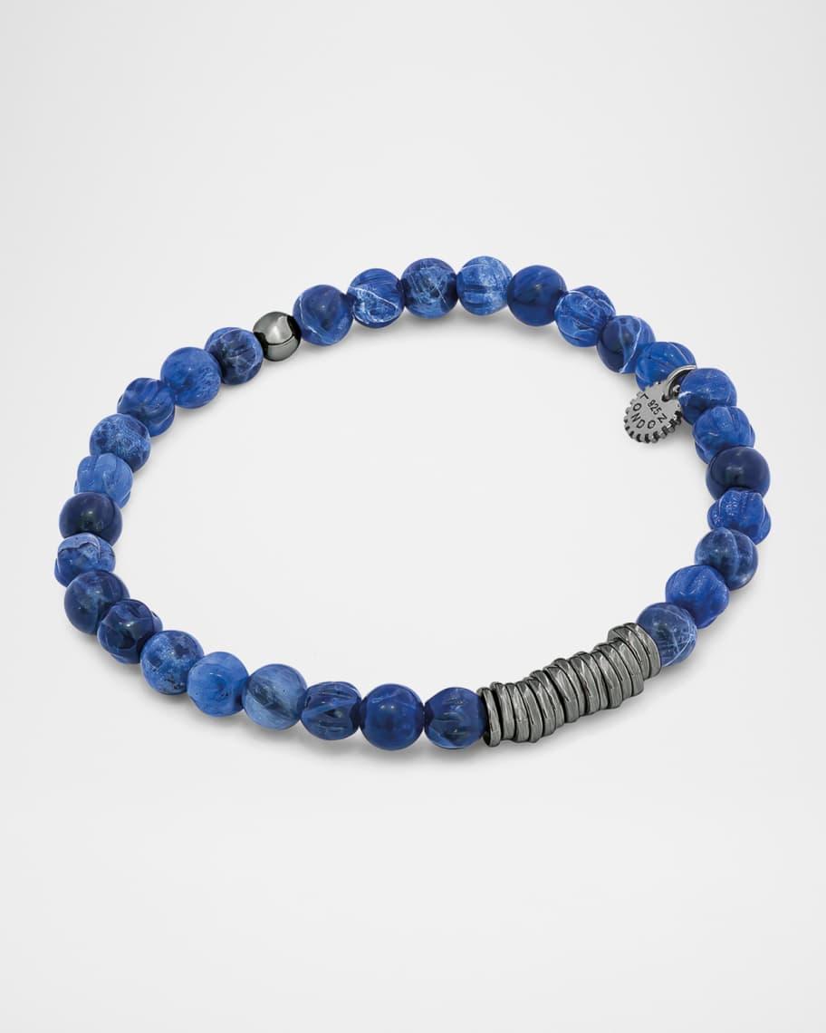 Men's Classic Discs Sodalite Beaded Bracelet Product Image