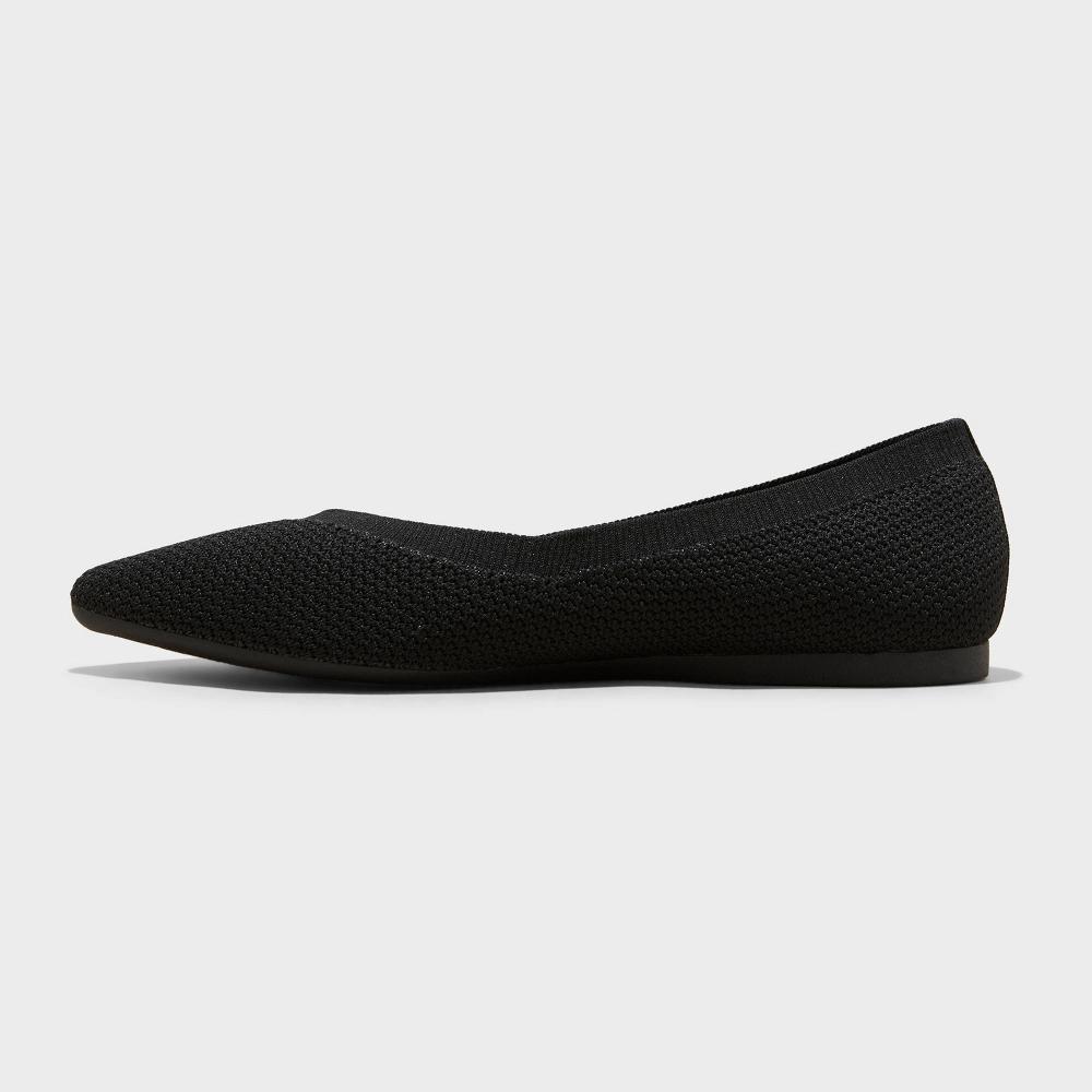 Womens Claire Knit Washable Ballet Flats - A New Day Black 7 Product Image