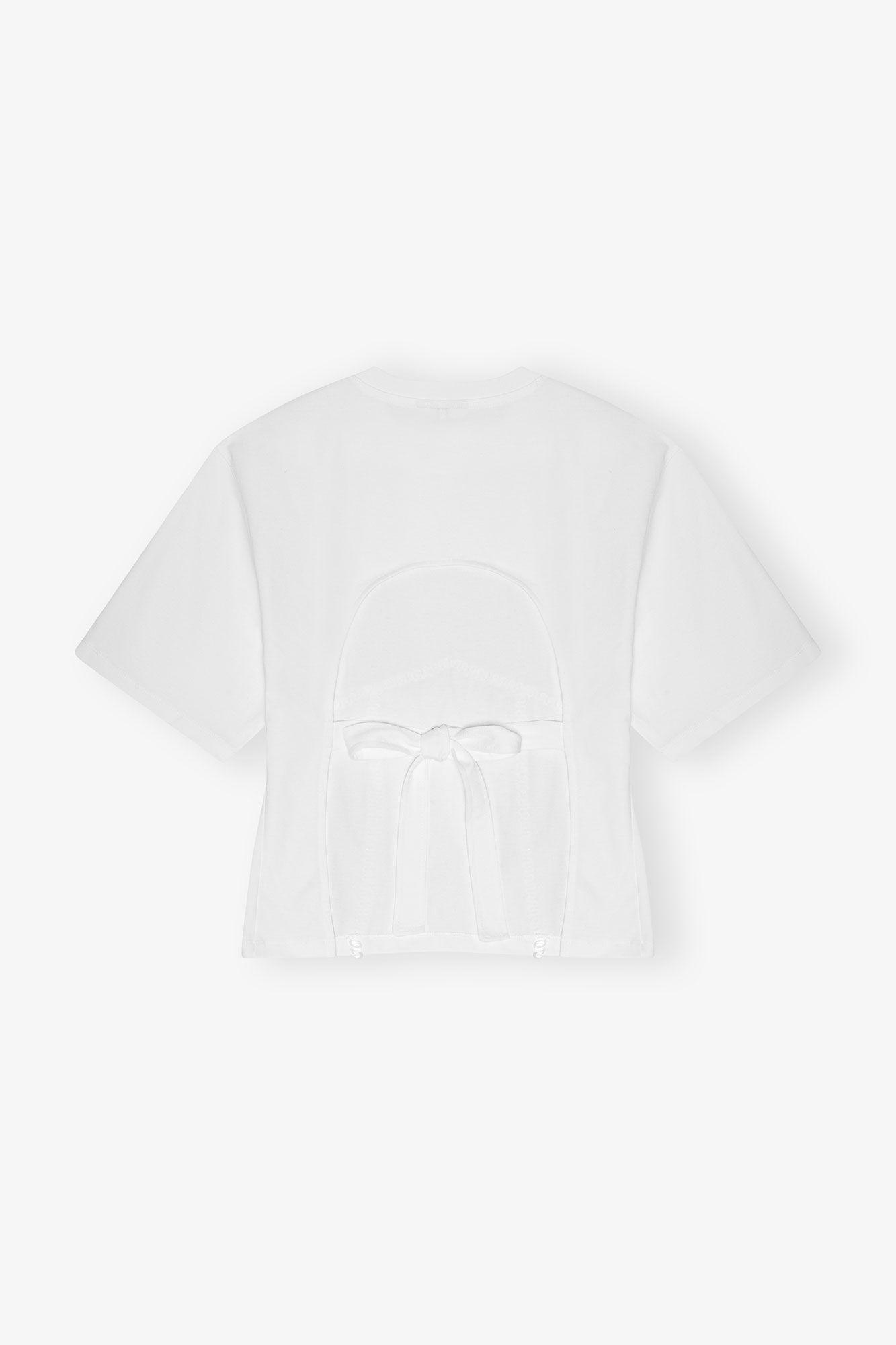 White Cotton Tie Back T-shirt Product Image