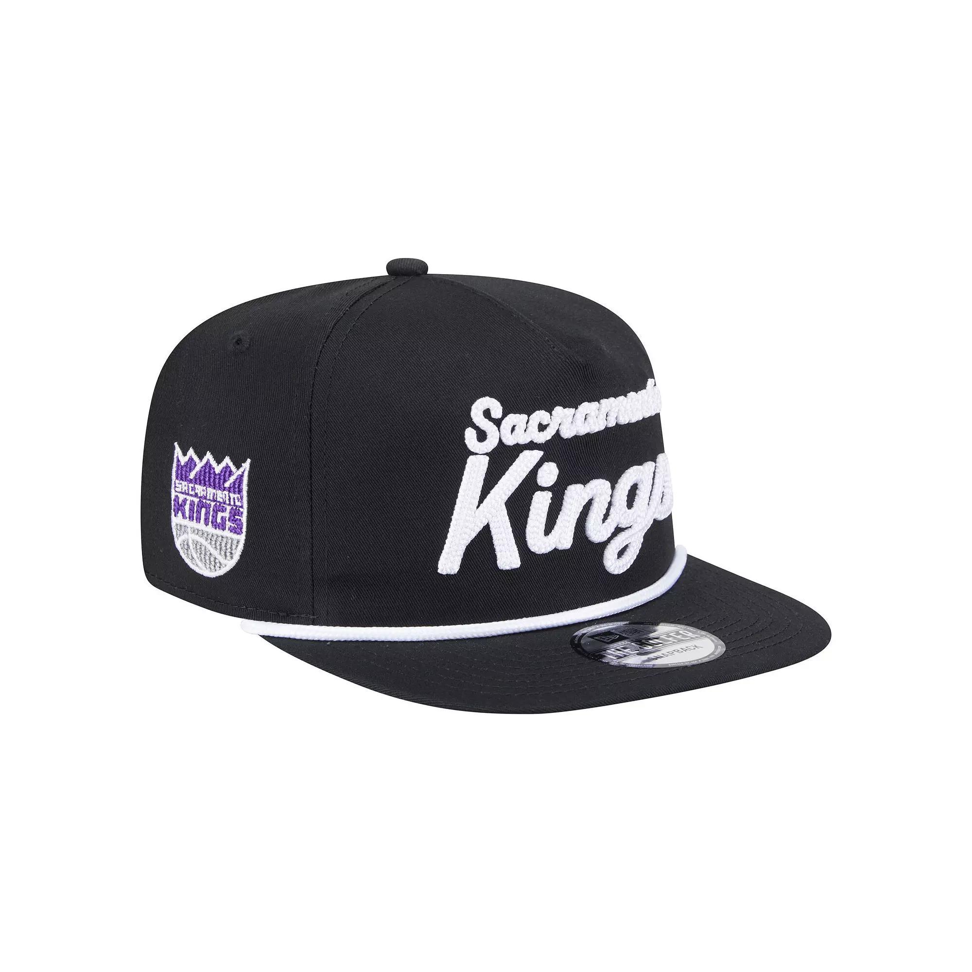 Men's New Era Black Sacramento Kings Team Text Golfer Snapback Hat, Kng Black Product Image