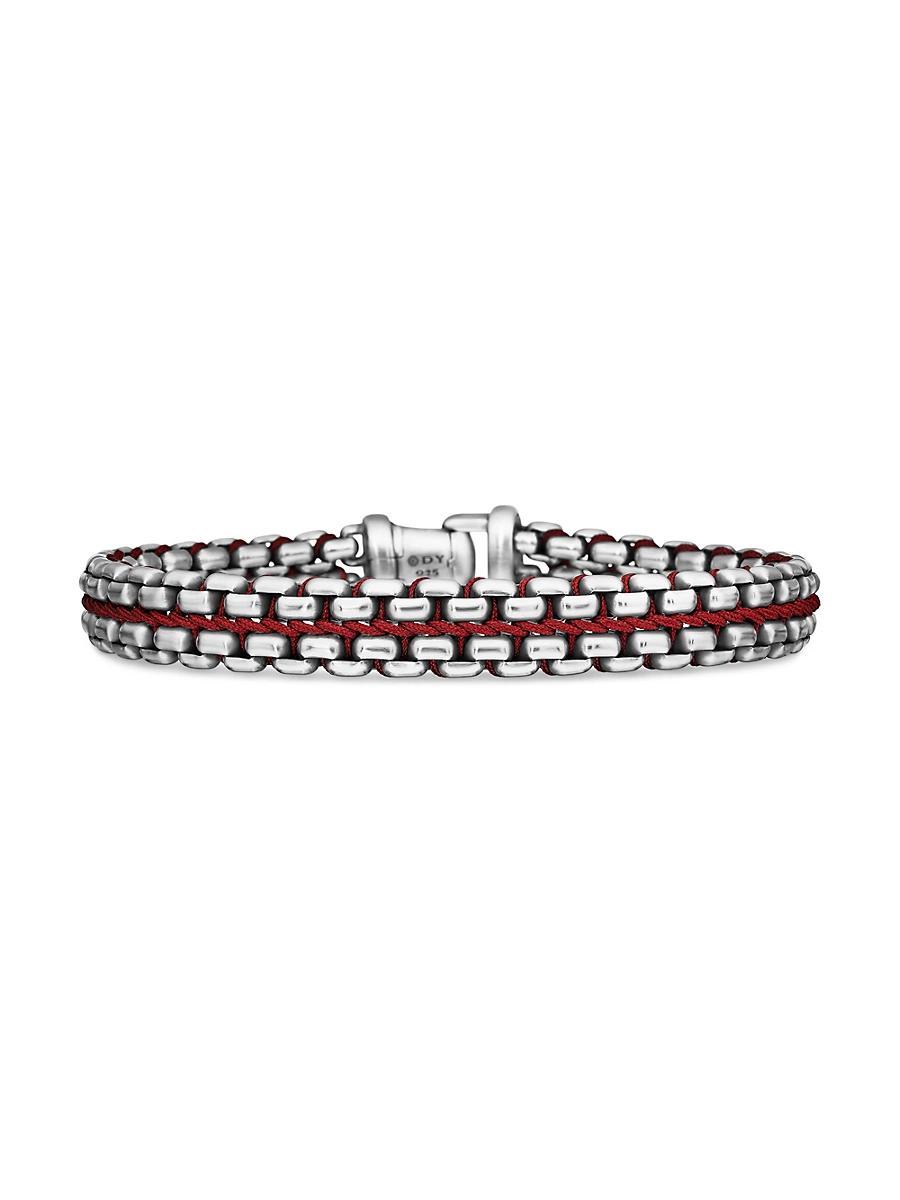 Mens Woven Box Chain Bracelet in Silver, 12mm Product Image