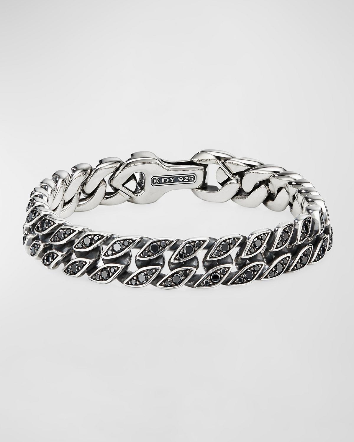 Mens Curb Chain Bracelet with Pav Black Diamonds Product Image